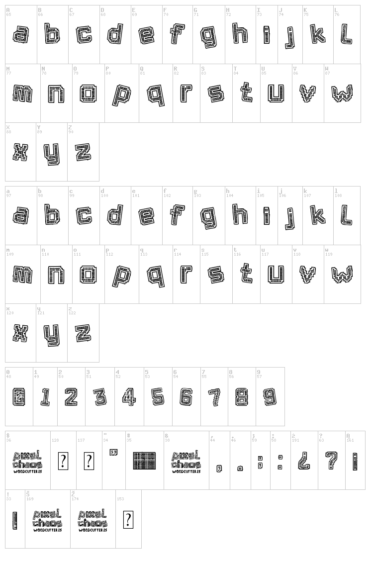 Pixel Chaos font map